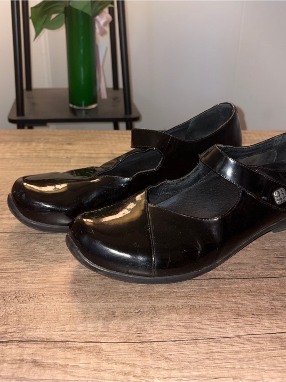 Dansko Black Patent Leather Mary Jane Shoes EU 42 US Women 11.5-12 Low Wedge